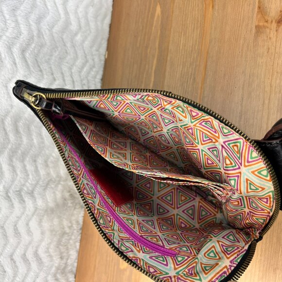 HOBO the Original Sable Wristlet Clutch Black Glazed Leather with Wrist Bangle - Picture 3 of 8